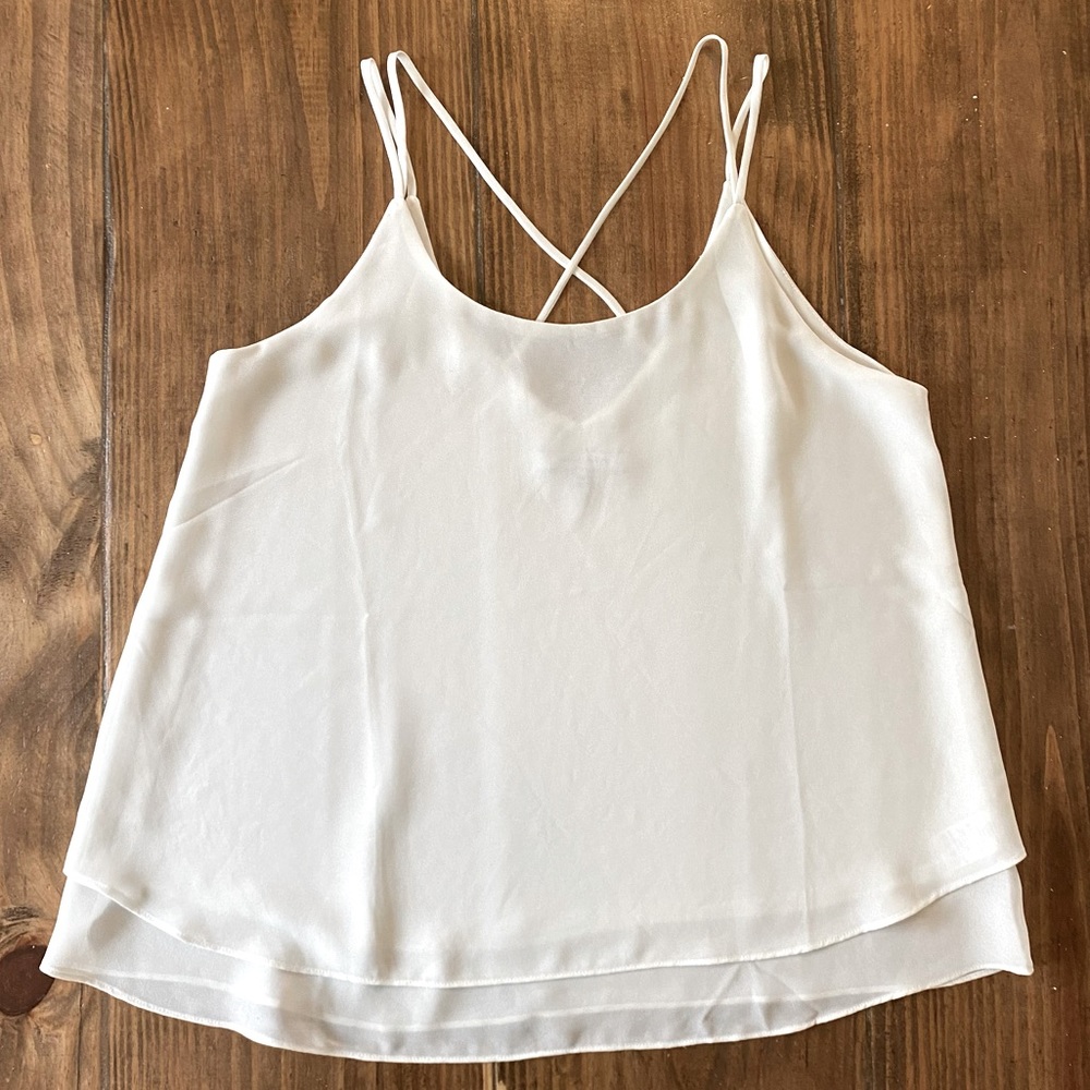 NAKED ZEBRA white flowy, straps top, size Medium